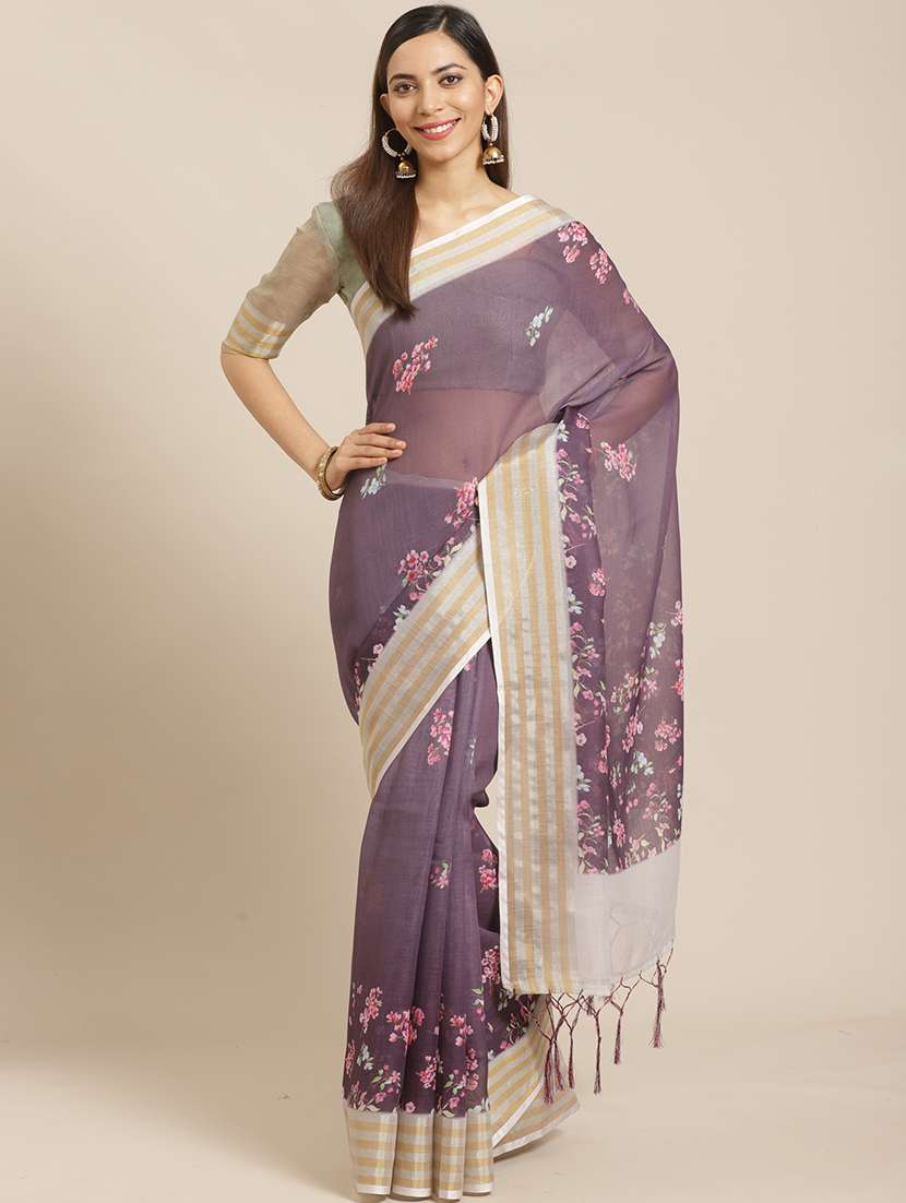 floral printed saree with blouse