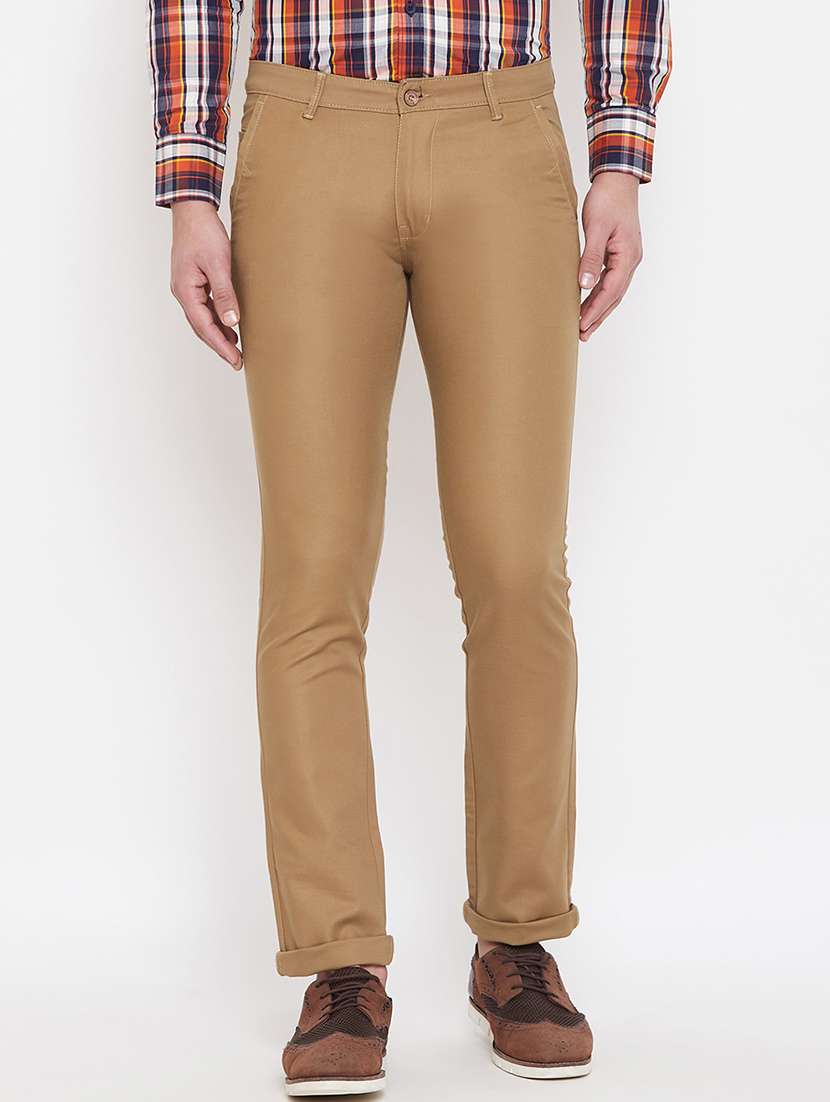 khaki solid chinos