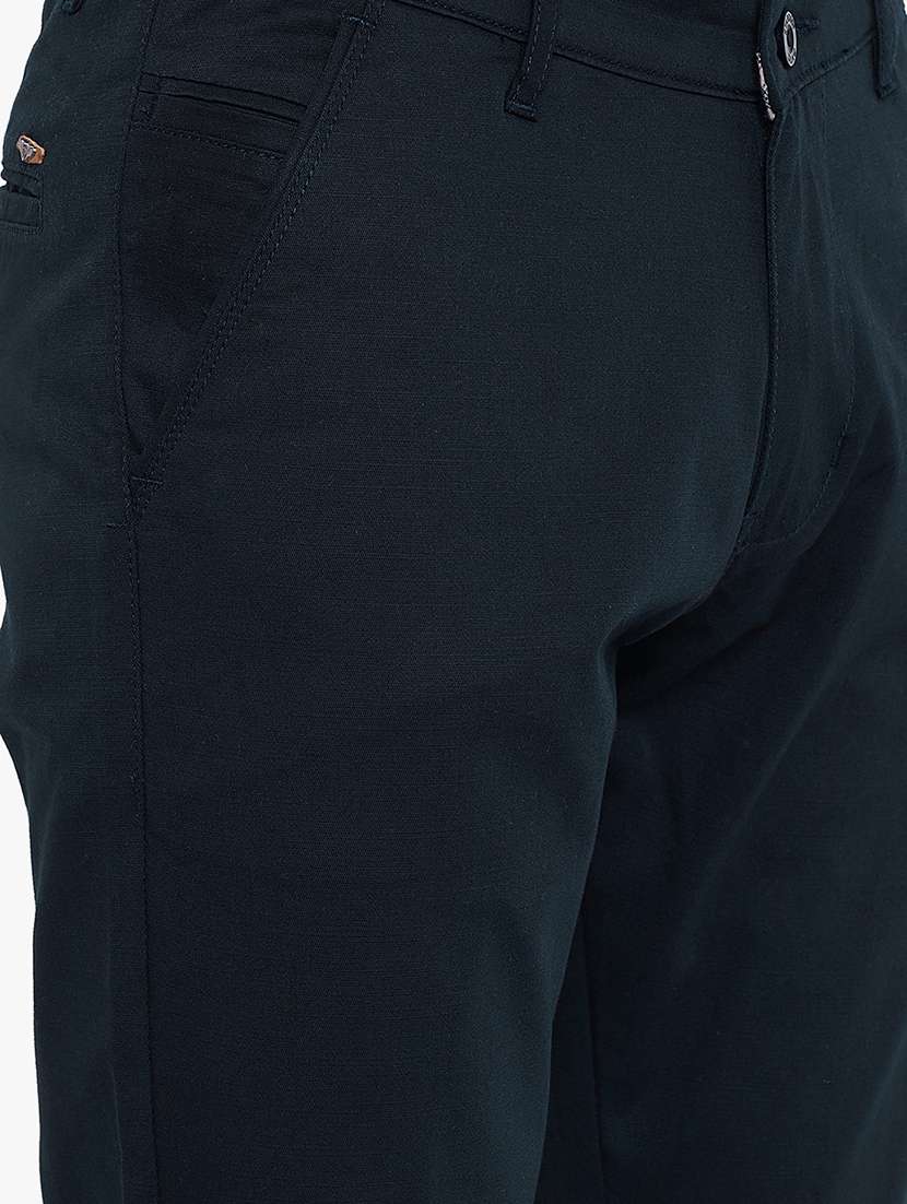navy blue solid chinos - 17524113 -  Standard Image - 4