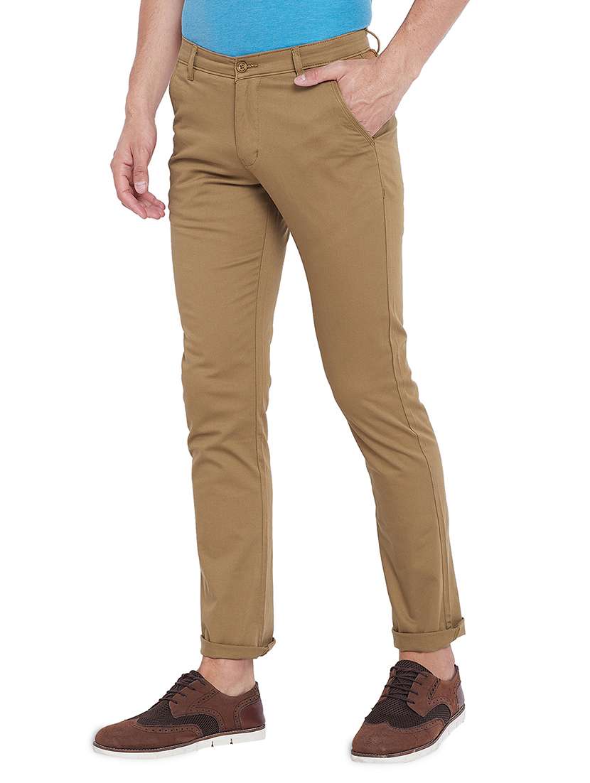 beige solid chinos - 17524114 -  Standard Image - 1