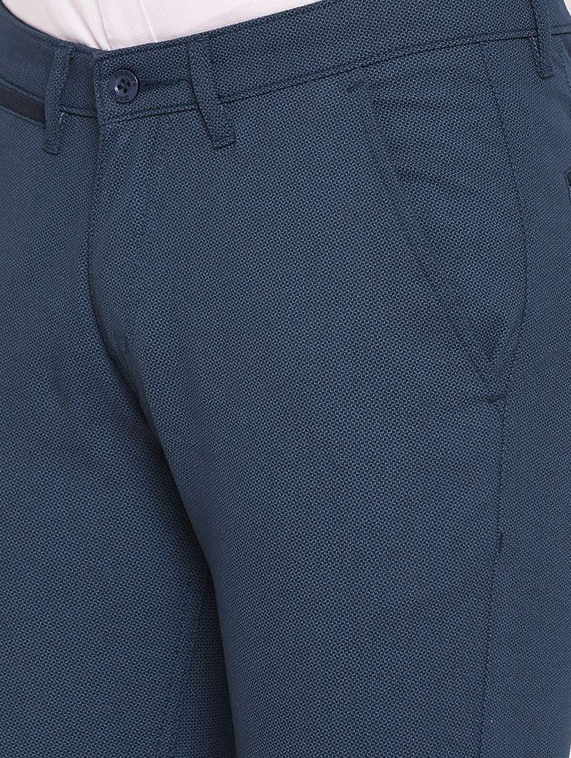 navy blue solid chinos - 17524115 -  Standard Image - 4