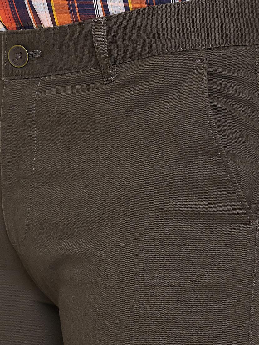 olive green solid chinos - 17524116 - Standard Image - 4