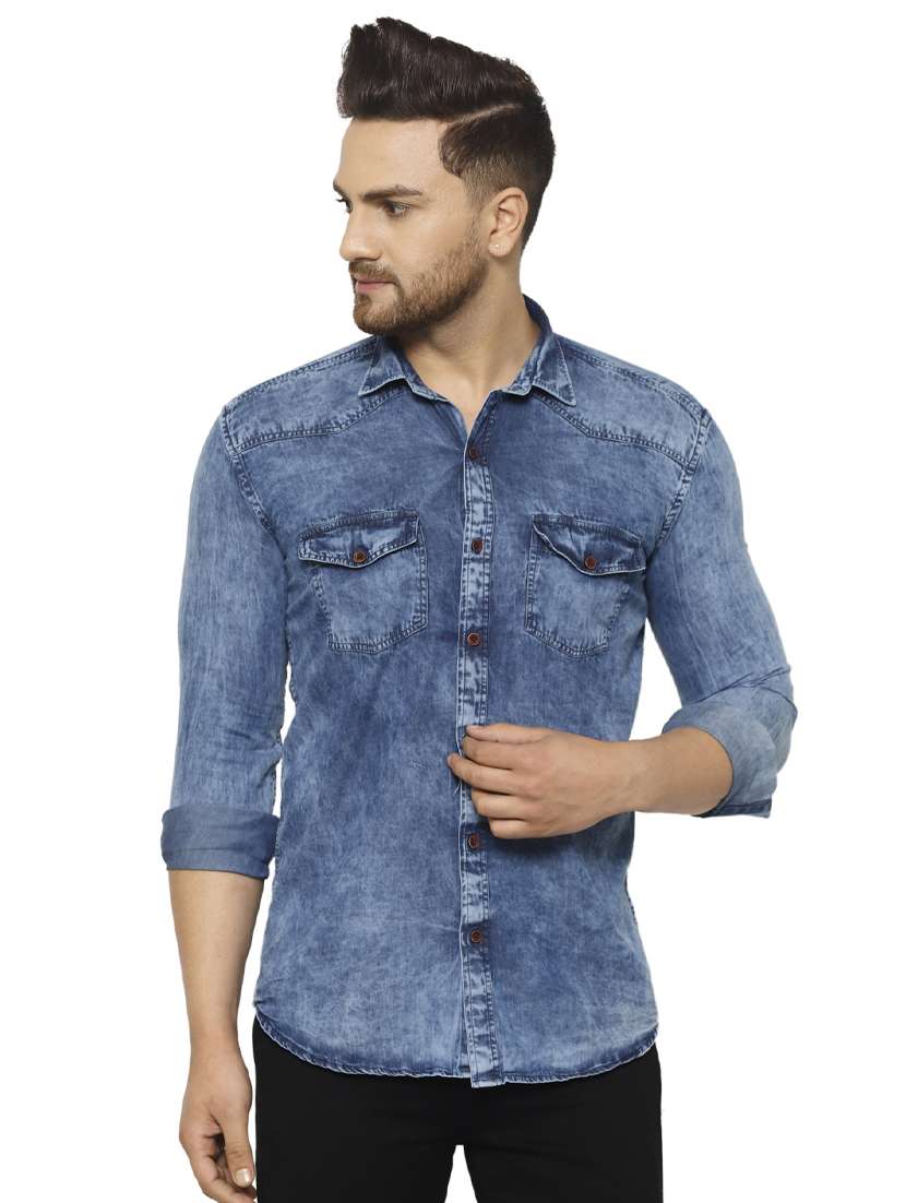 blue faded casual shirt