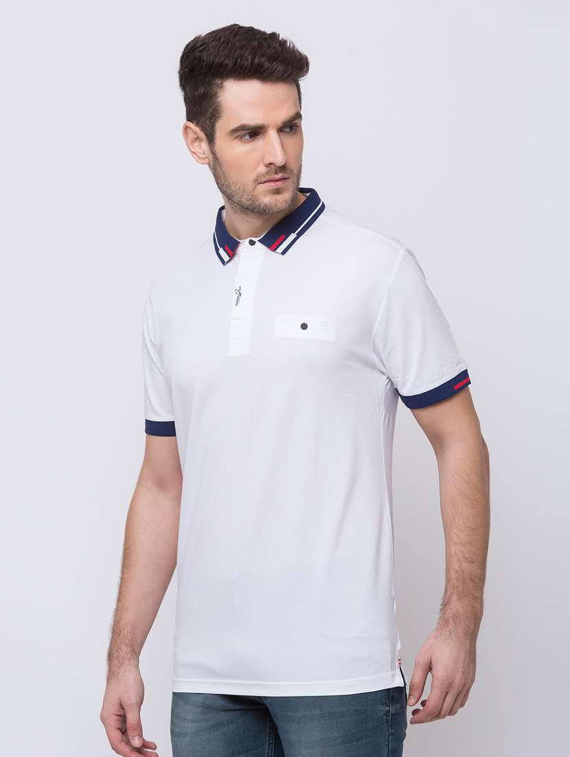 white solid polo t-shirt - 17524612 -  Standard Image - 1