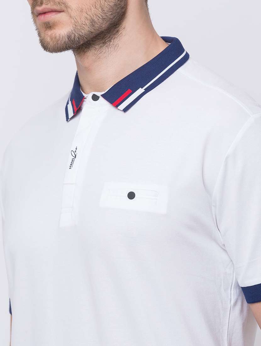 white solid polo t-shirt - 17524612 -  Standard Image - 4