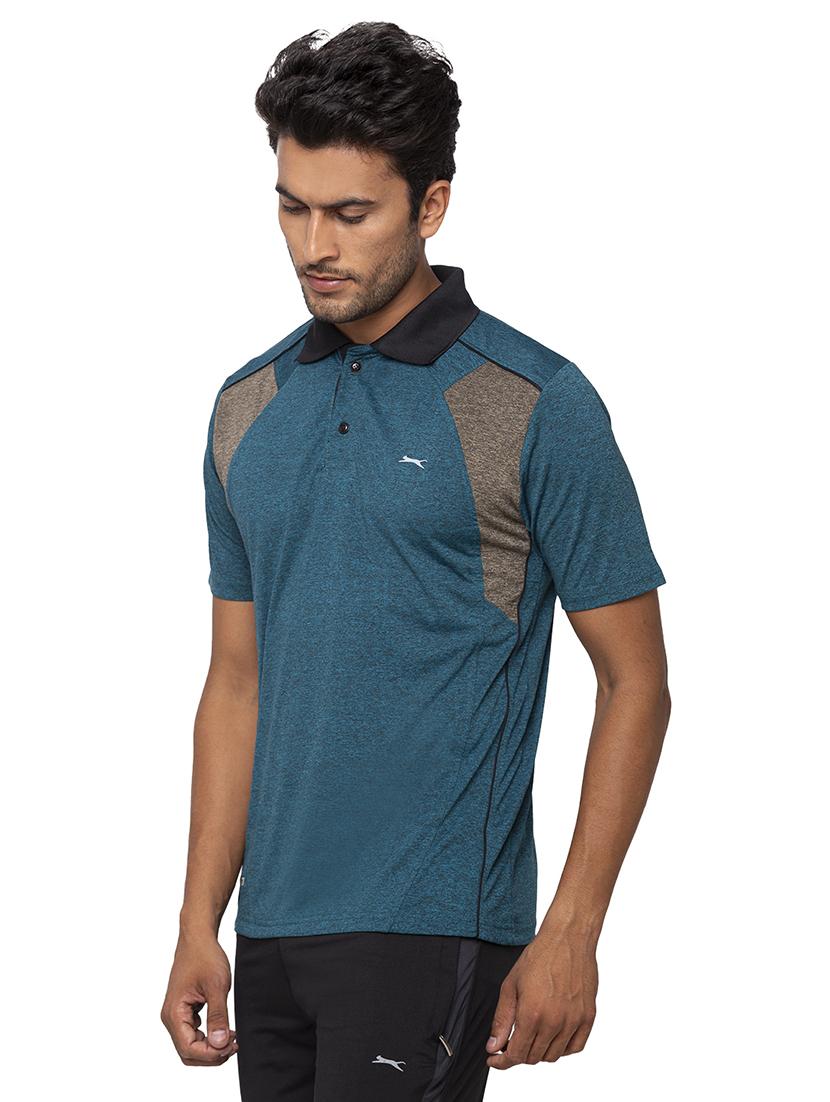 blue color block polo t-shirt - 17524638 - Standard Image - 1