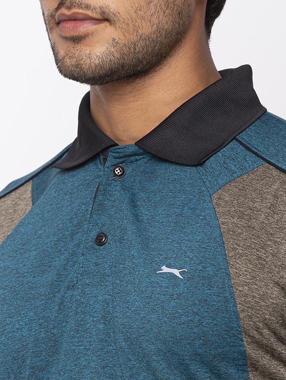 blue color block polo t-shirt - 17524638 - Standard Image - 4