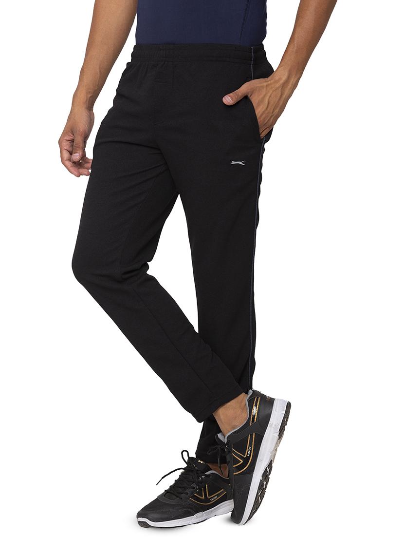 black solid full length track pant - 17524651 -  Standard Image - 1