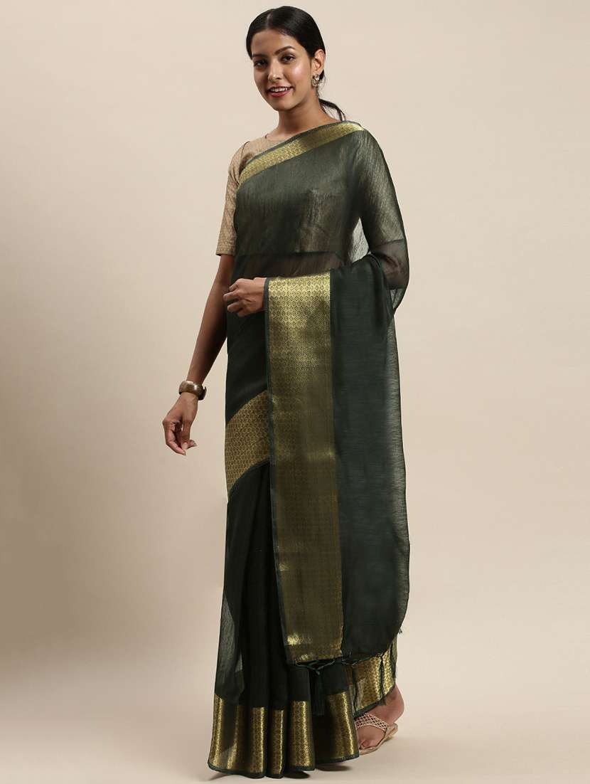 solid bordered saree with blouse
