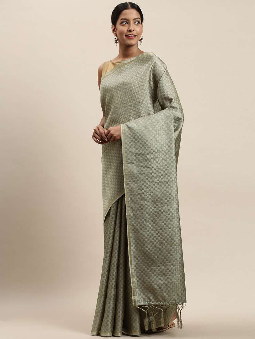 solid woven saree with blouse