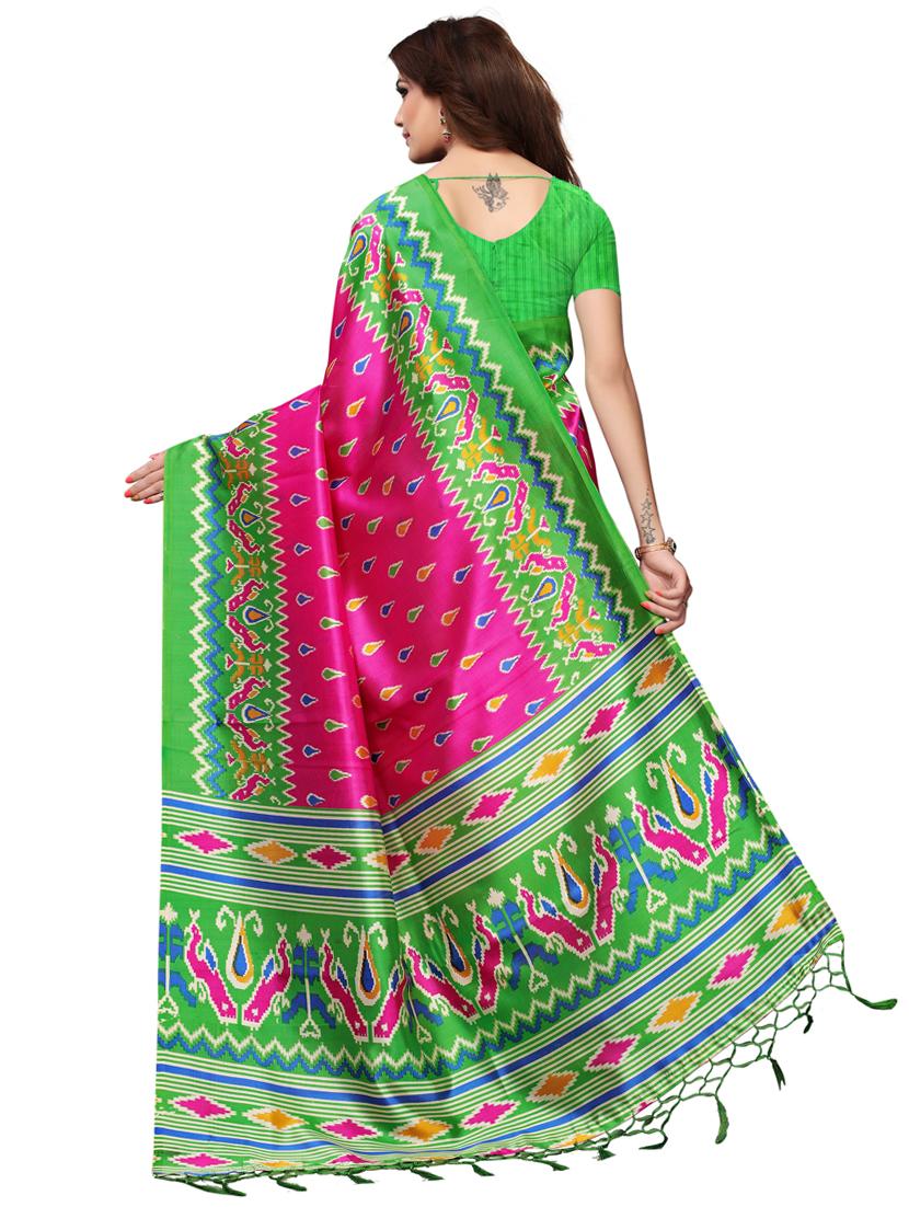 ikat printed saree with blouse - 17526668 - Standard Image - 1