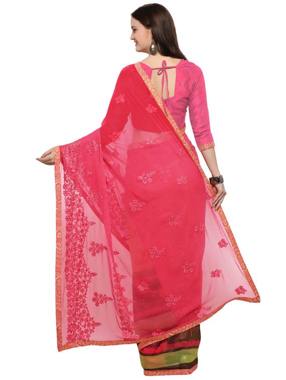 lace detail embroidered saree with blouse - 17527717 - Standard Image - 1