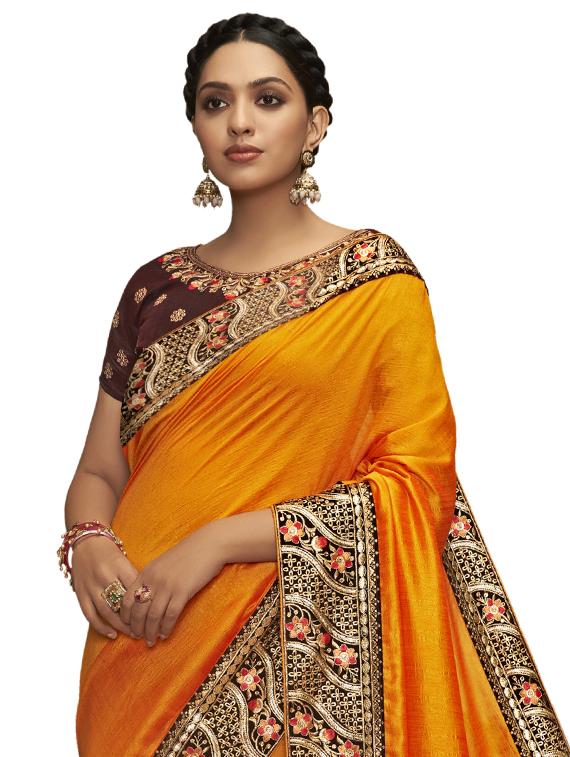 lace bordered plain saree with blouse - 17527890 - Standard Image - 1