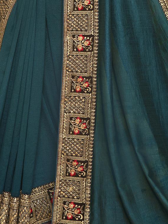 lace bordered plain saree with blouse - 17527892 - Standard Image - 1