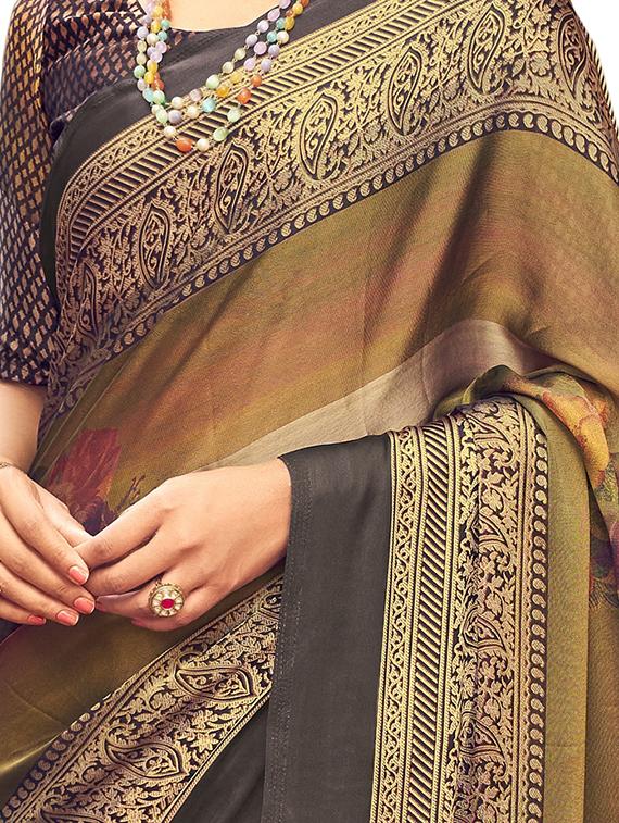 paisley printed saree - 17528061 - Standard Image - 1