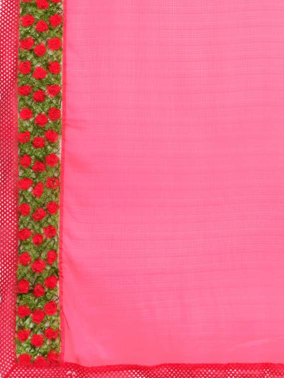 women's bordered pink colored saree - 17528601 - Standard Image - 4