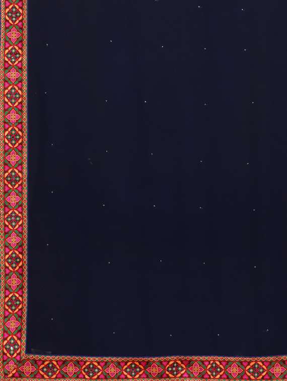 navy georgette half and half saree with blouse - 17528611 - Standard Image - 4