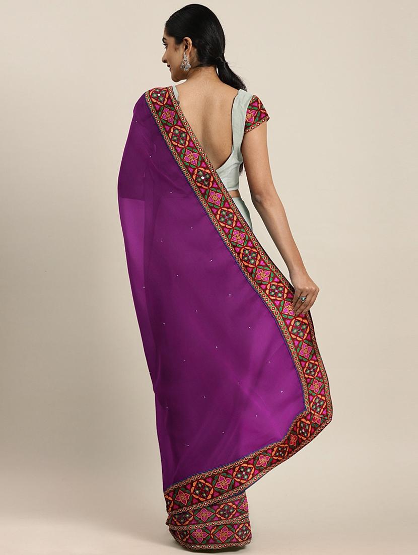 embroidered half and half saree with blouse - 17528612 -  Standard Image - 1