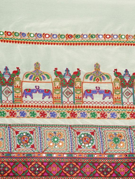 embroidered half and half saree with blouse - 17528612 - Standard Image - 4