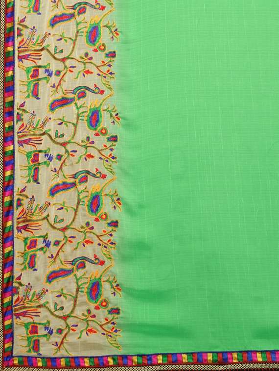 women's bordered green colored saree with blouse - 17528623 -  Standard Image - 4