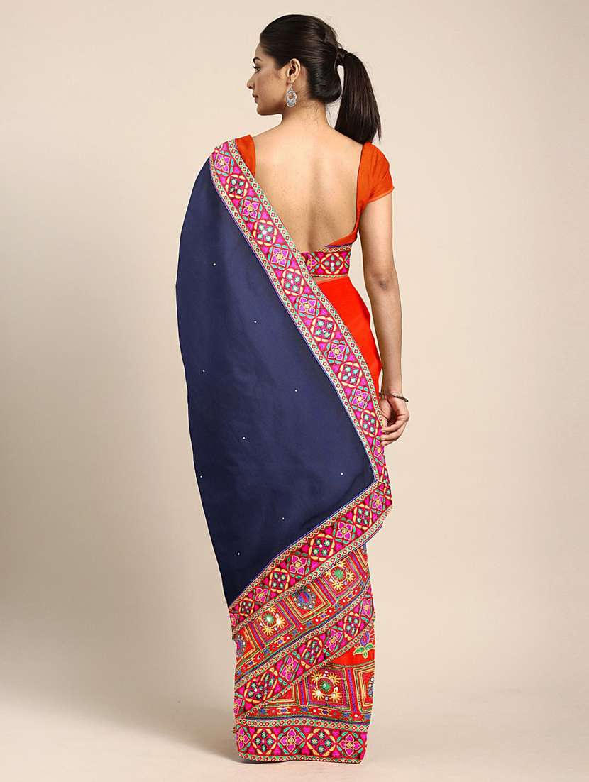 half & half embroidered saree with blouse - 17528631 -  Standard Image - 1