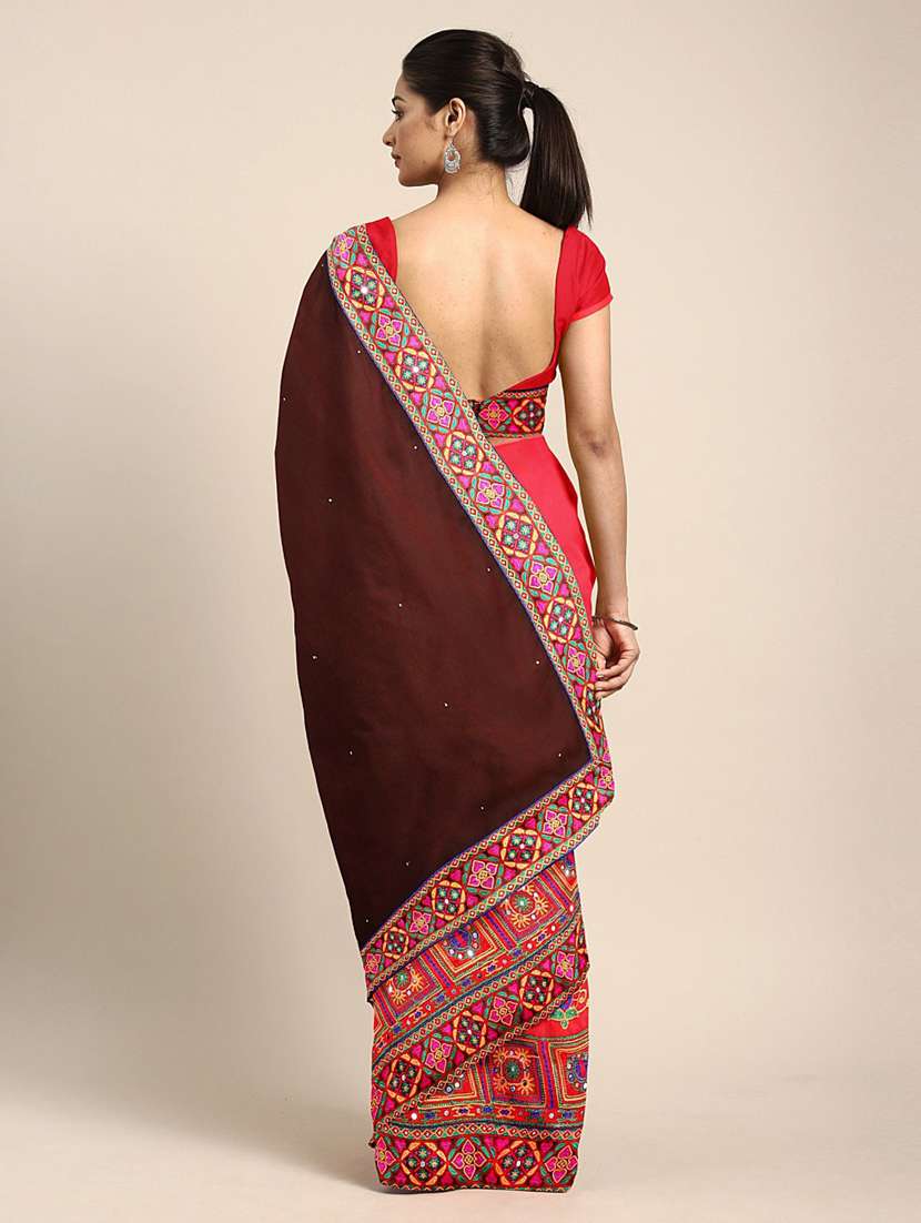 women's ethnic motifs brown colored saree - 17528633 -  Standard Image - 1