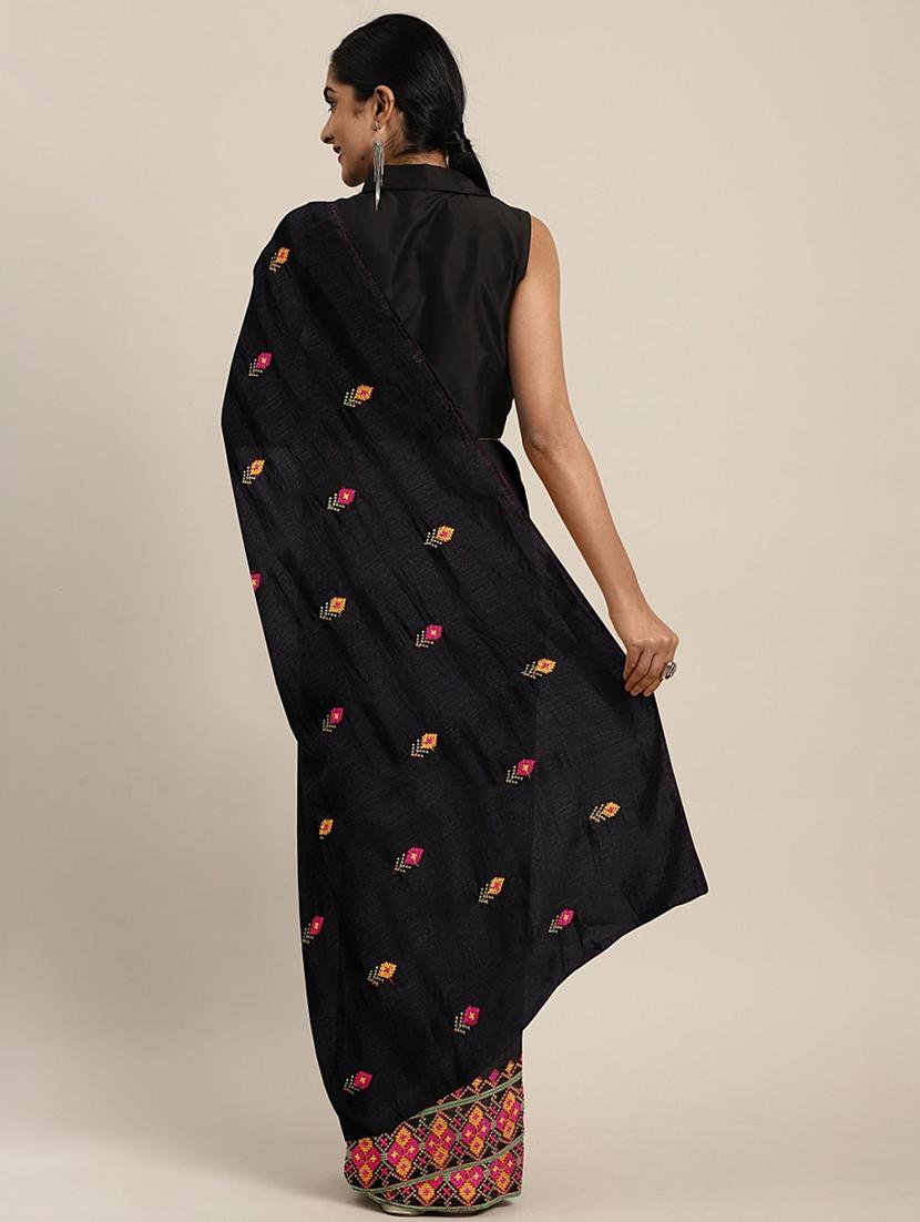 embroidered bordered saree with blouse - 17528649 -  Standard Image - 1