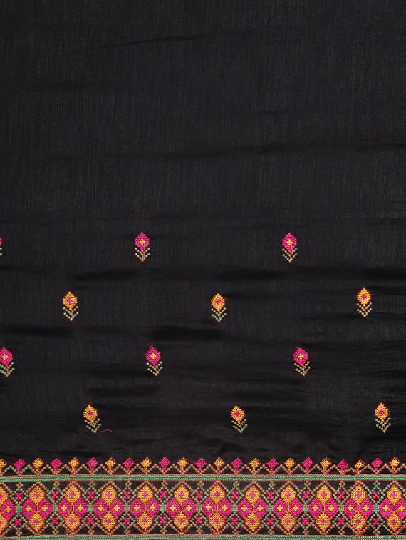 embroidered bordered saree with blouse - 17528649 - Standard Image - 4