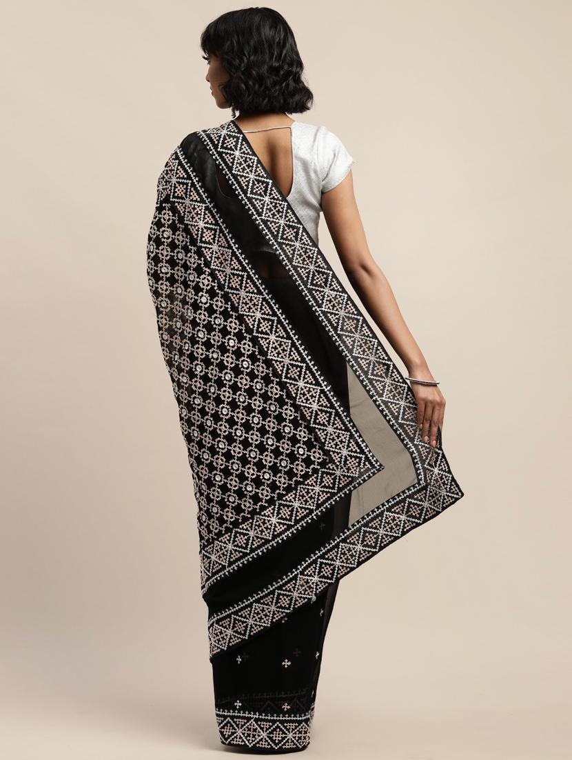 women's embroidered saree with blouse - 17528658 - Standard Image - 1