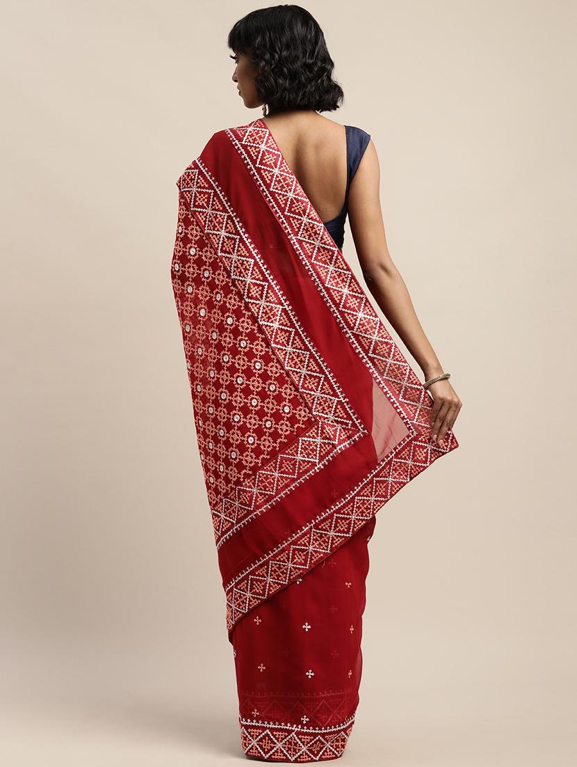women's embroidered saree with blouse - 17528661 - Standard Image - 1