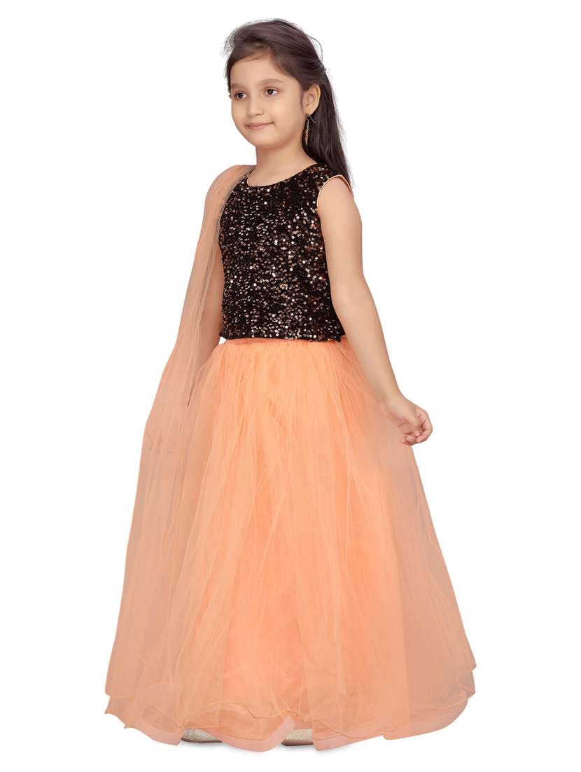 orange cotton blend lehnga choli - 17529004 -  Standard Image - 1