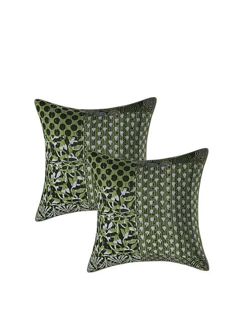 indhome life pure cotton 16x16 inches kantha work cushion cover set of 2 - 17530015 -  Standard Image - 0