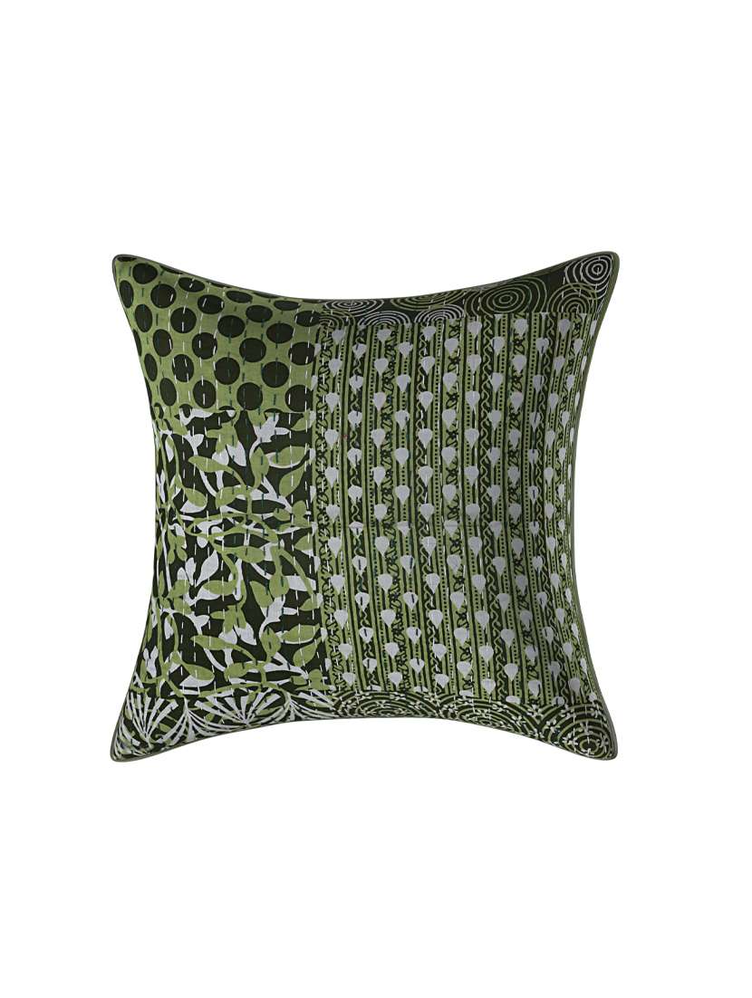 indhome life pure cotton 16x16 inches kantha work cushion cover set of 2 - 17530015 -  Standard Image - 1