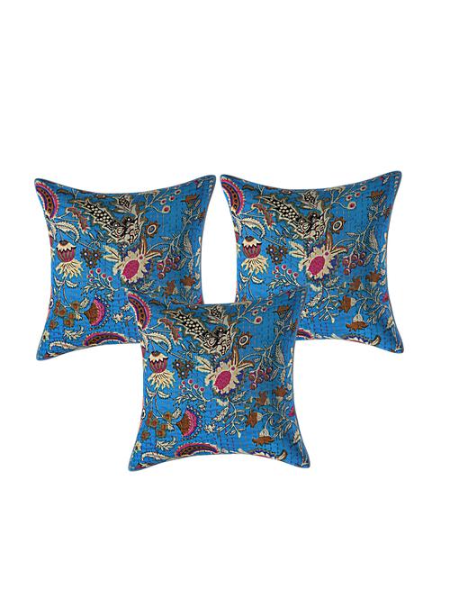 indhome life pure cotton 16x16 inches kantha work cushion cover set of 3 - 17530038 - Standard Image - 0