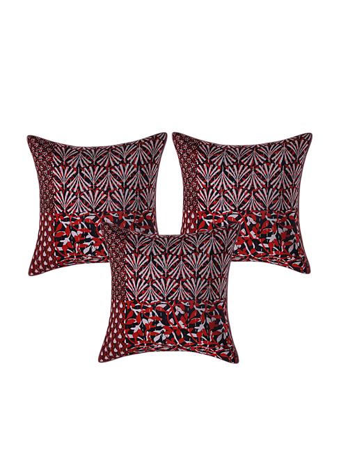 indhome life pure cotton 16x16 inches kantha work cushion cover set of 3 - 17530042 - Standard Image - 0
