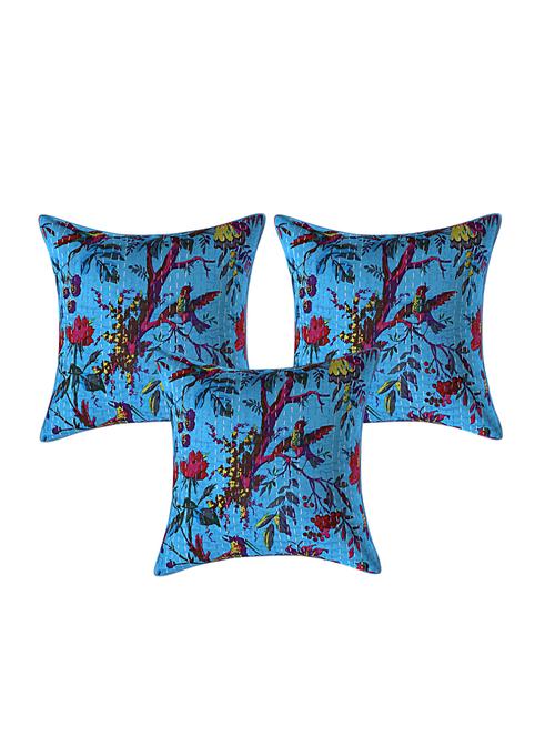 indhome life pure cotton 16x16 inches kantha work cushion cover set of 3 - 17530049 -  Standard Image - 0