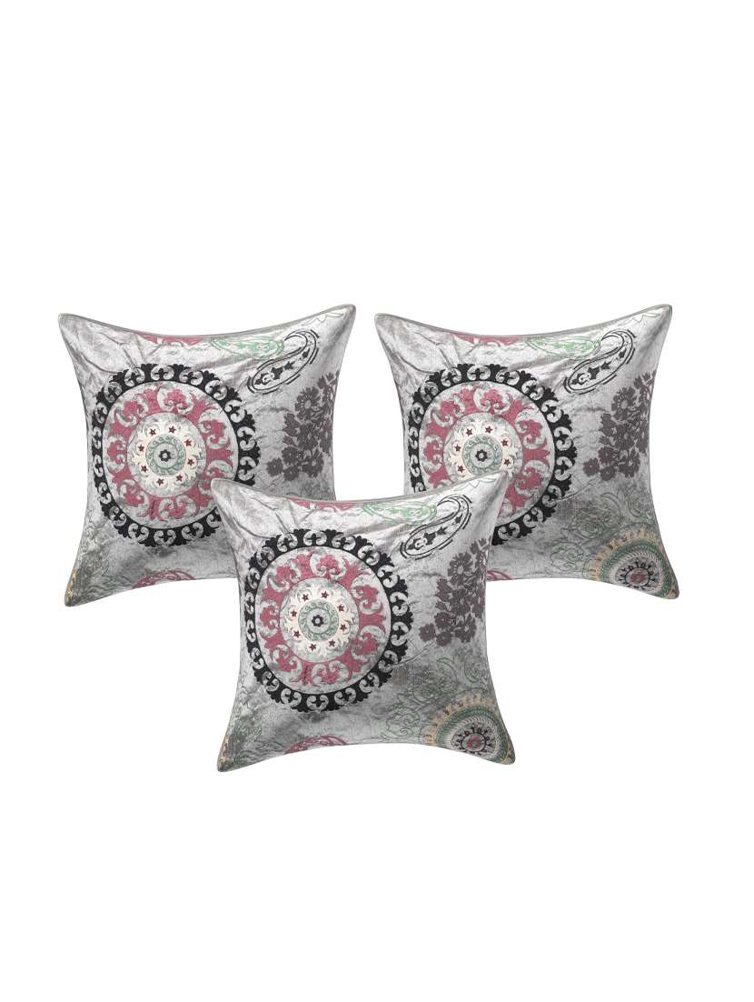 indhome life pure cotton 16x16 inches embroideried work cushion cover set of 3 - 17530060 - Zoom Image - 0