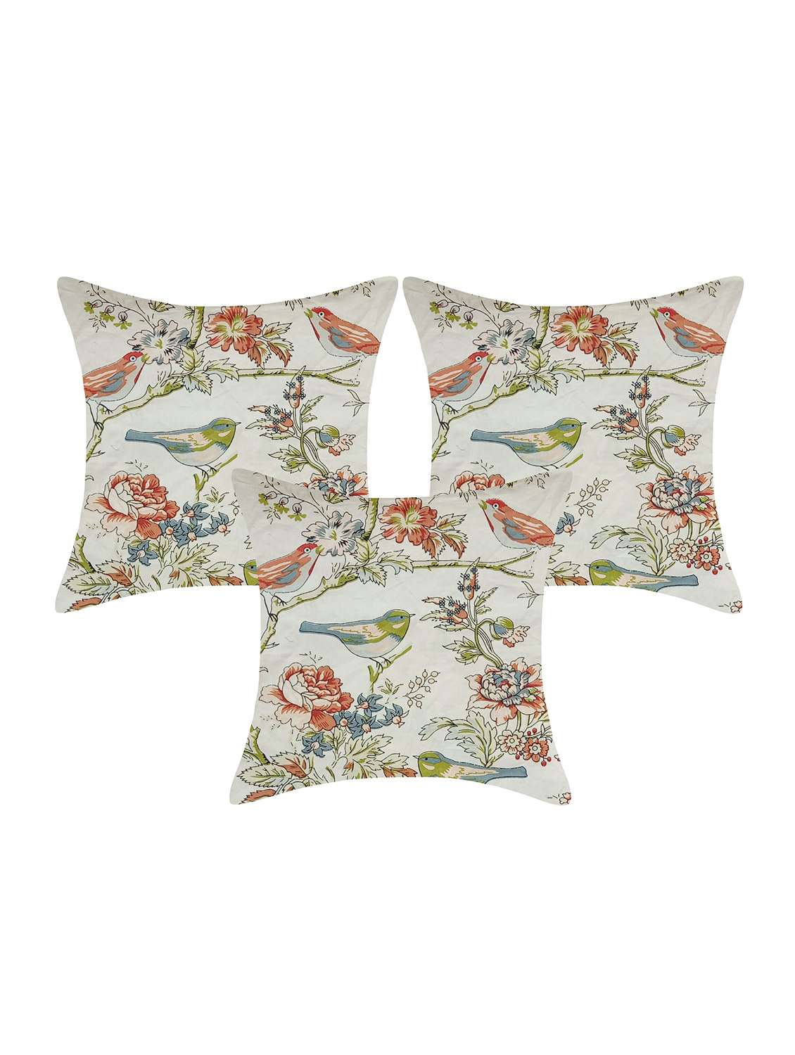 indhome life pure cotton 16x16 inches reversible cushion cover set of 3