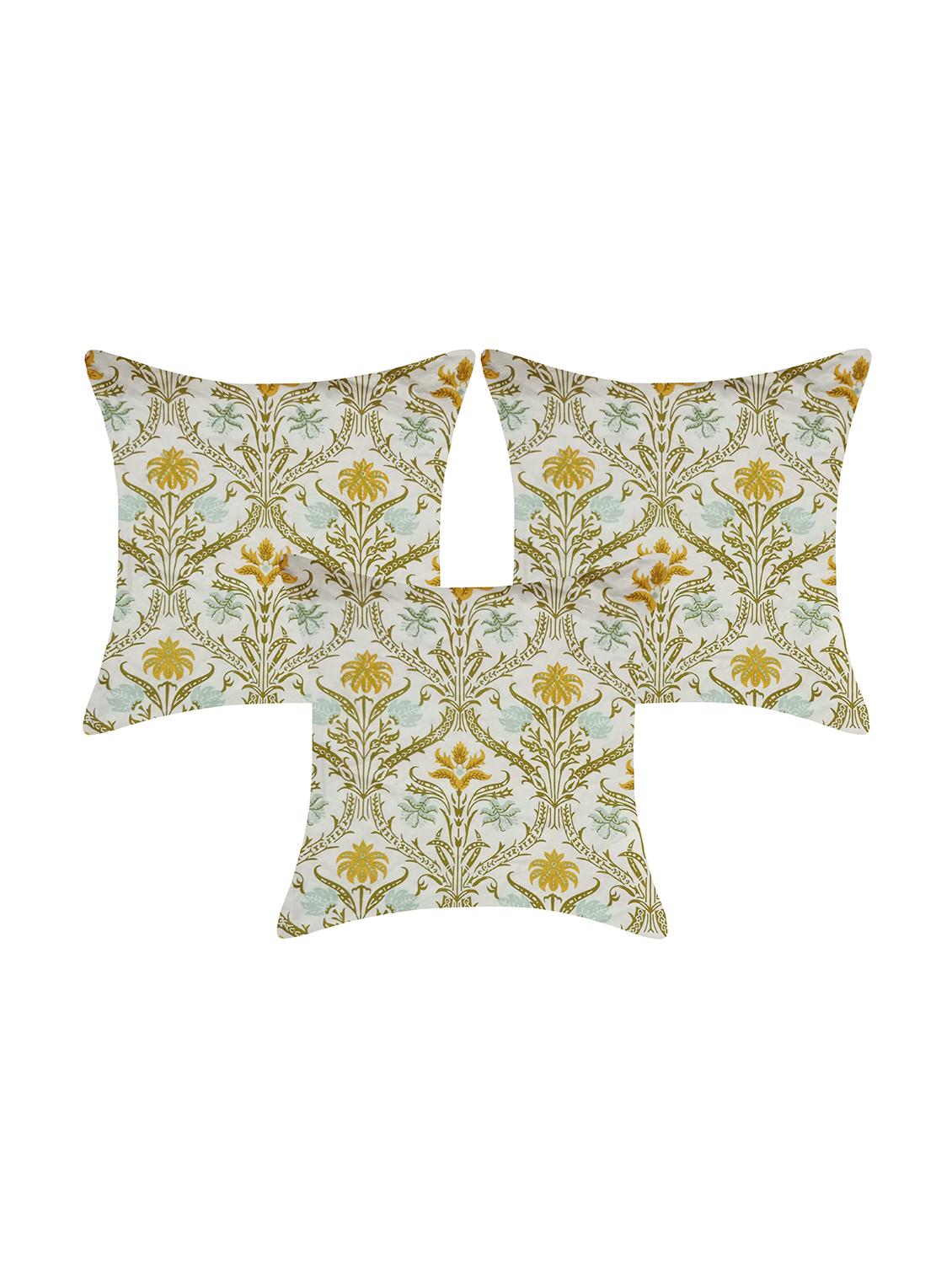 indhome life pure cotton 16x16 inches reversible cushion cover set of 3