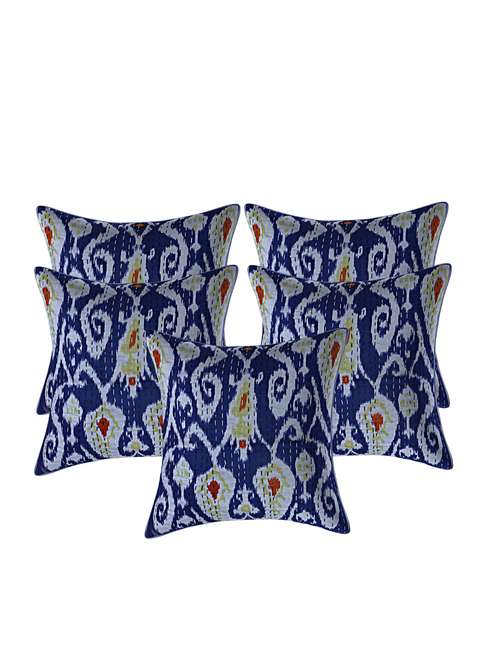 indhome life pure cotton 16x16 inches kantha work cushion cover set of 5 - 17530079 -  Standard Image - 0