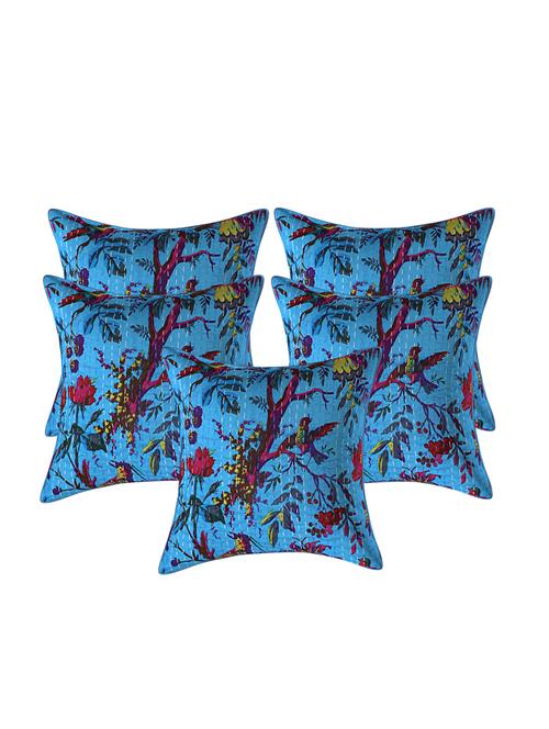 indhome life pure cotton 16x16 inches kantha work cushion cover set of 5 - 17530093 - Standard Image - 0