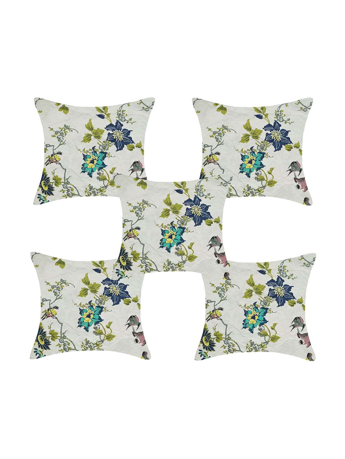 indhome life pure cotton 16x16 inches reversible cushion cover set of 5