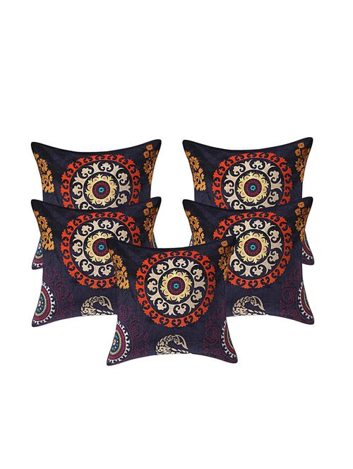 indhome life pure cotton 16x16 inches embroideried work cushion cover set of 5 - 17530113 - Standard Image - 0