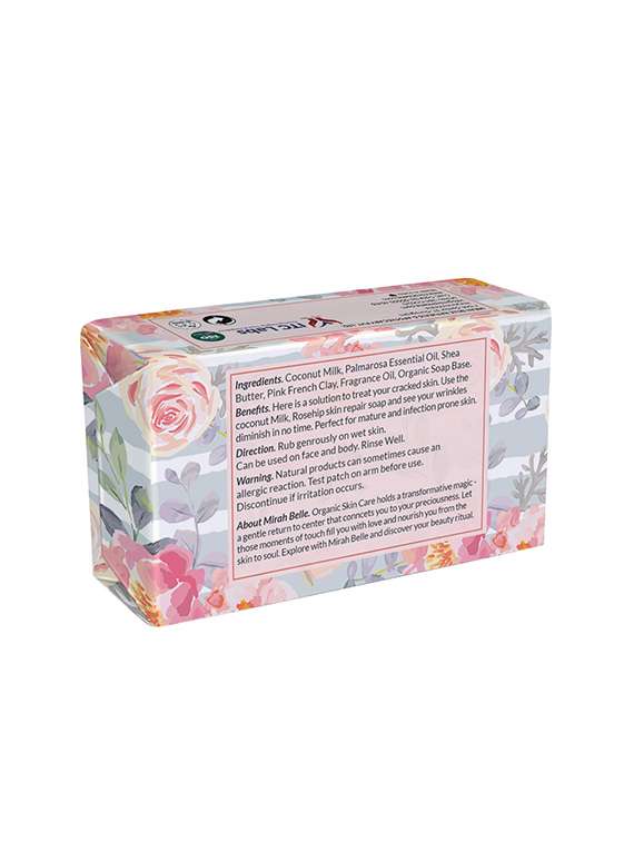 mirah belle - organic coconut milk, rosehip skin repair soap bar - anti-aging, anti-acne. sls, paraben, gmo-free, 125 gm - 17530652 -  Standard Image - 1