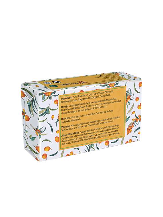 mirah belle - organic sea buckthorn healing soap bar - damaged, ailing & infection prone skin, 125 gm - 17530655 - Standard Image - 1