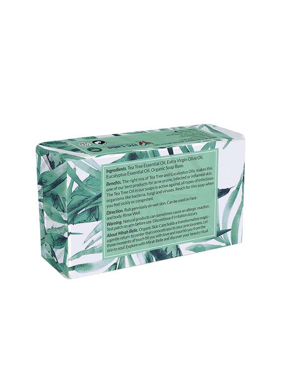 mirah belle - organic tea tree - eucalyptus healing soap bar - inflamed, acne prone and infected skin, 125 gm - 17530656 - Standard Image - 1
