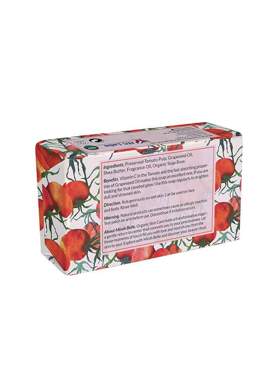 mirah belle - organic tomato grapeseed complexion soap bar -for skin brightening & glow, 125 gm - 17530661 - Standard Image - 1
