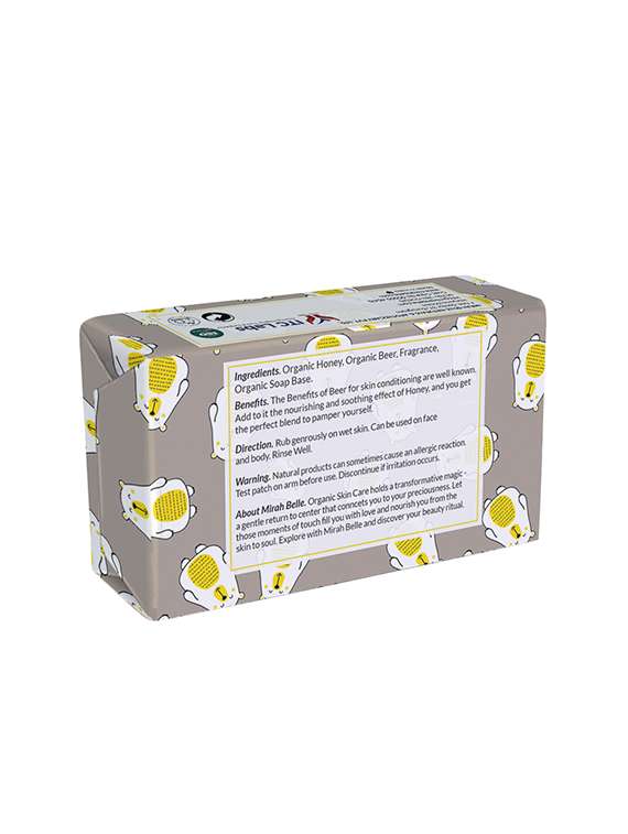 mirah belle - organic honey beer conditioning soap bar - for dehydrated & infection prone skin, 125 gm - 17530665 -  Standard Image - 1
