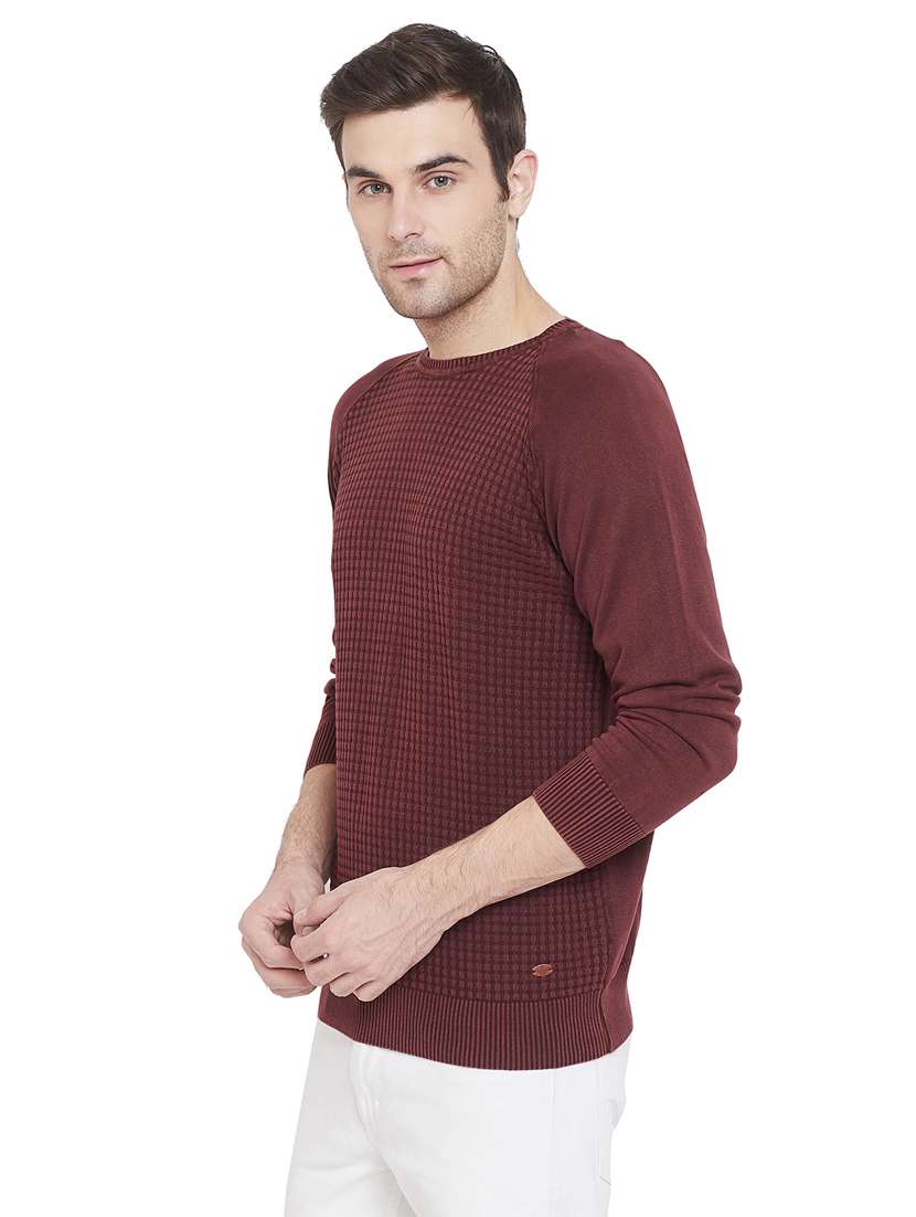 maroon self design pullover - 17531196 - Standard Image - 1