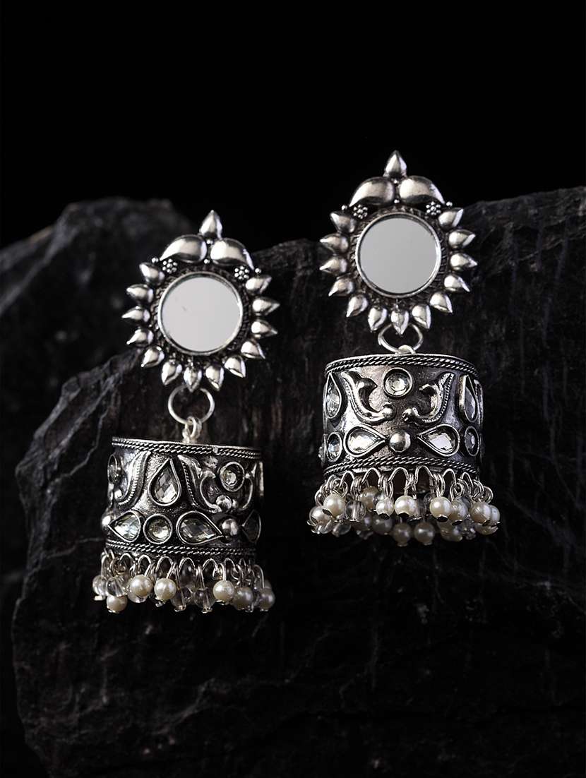 silver brass jhumka earring